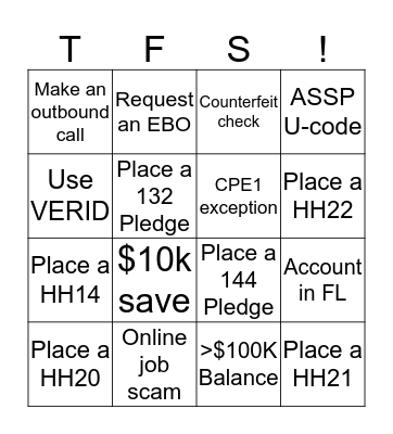 TFS Bingo Card