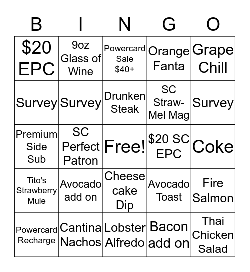 D&B Server BINGO Card