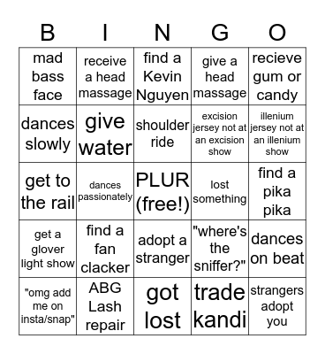 Subtle Asian Bingo Card
