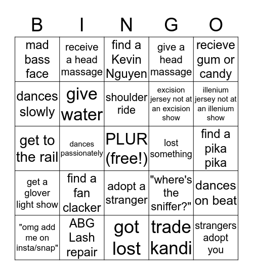 Subtle Asian Bingo Card