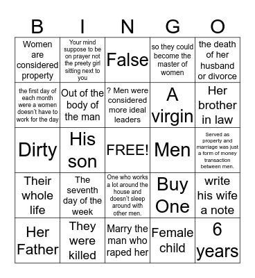 Hebrew Bingo Card