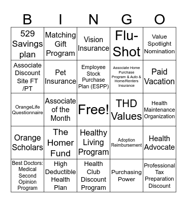 Benefits BINGO 2020 Bingo Card