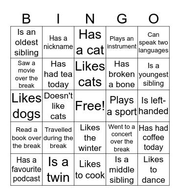 BHSW Bingo Card