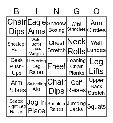 DESK FITNESS BINGO Card