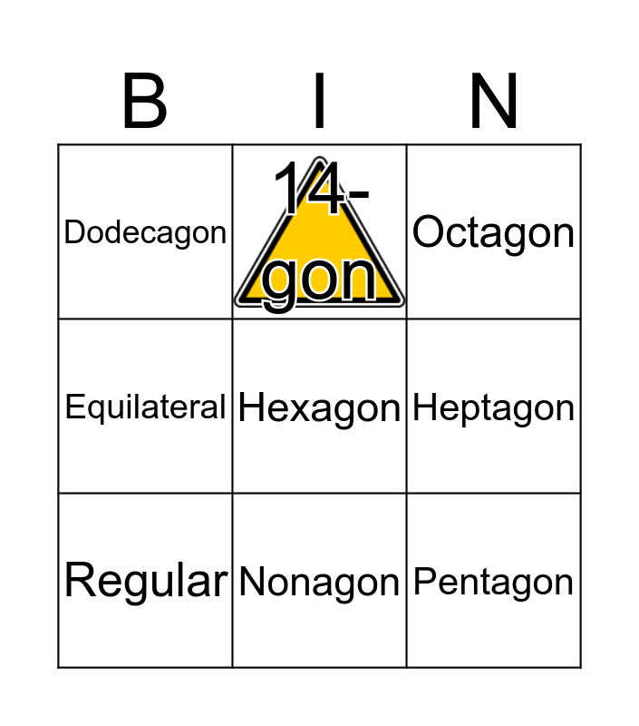Polygons Bingo Card