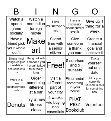 2020 Bingo Card