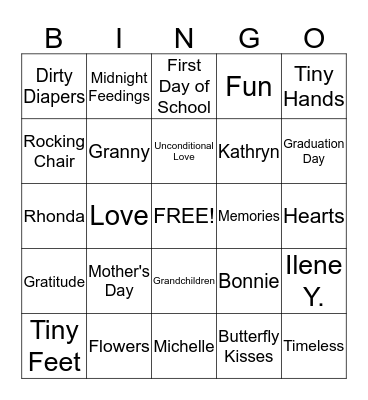 Mother's Day BINGO Card