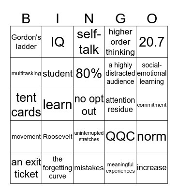 Working Hard at Meaningful Work Bingo Card