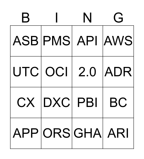 GHA GLOBAL MEETING BINGO Card