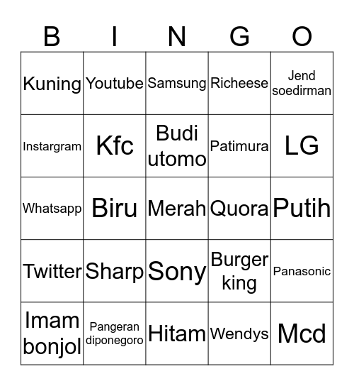 Sehun’s  Bingo Board Bingo Card