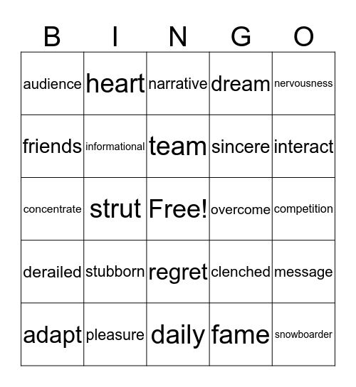 E4 Bingo Card