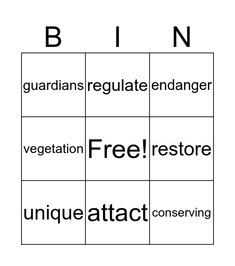 Lesson 8 Vocab Bingo Card