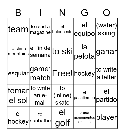 Unidad 4 Bingo Card