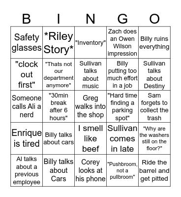 Shop Bingo Card