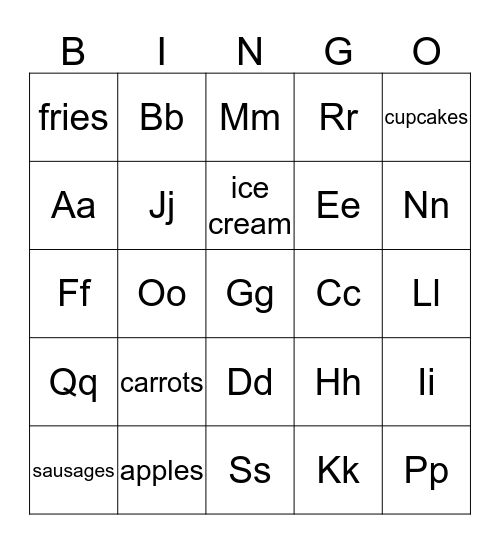 Unit 7 and Alphabet Bingo Card