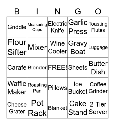 Lena's Bridal Shower Bingo Card