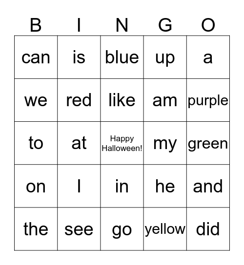 Mrs. Becker's Halloween Bingo  Bingo Card