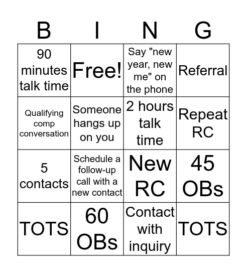 New Year, New Biz Bingo Card