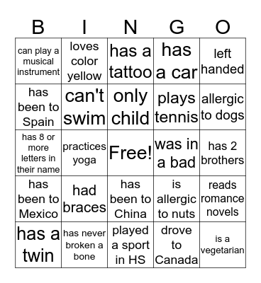 Untitled Bingo Card