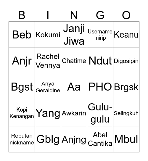 ♥️ Bingo Card