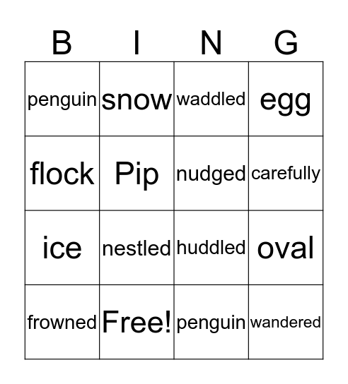 Vocabulary Bingo Card