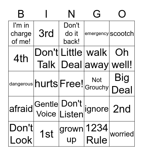 Little Deal/ Big Deal Bingo Card