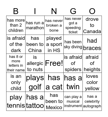 PFM BINGO  Bingo Card