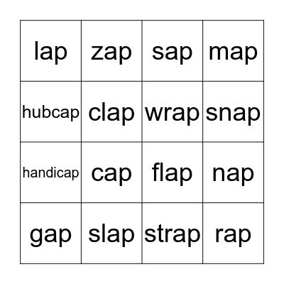 -ap Word Family Bingo Card