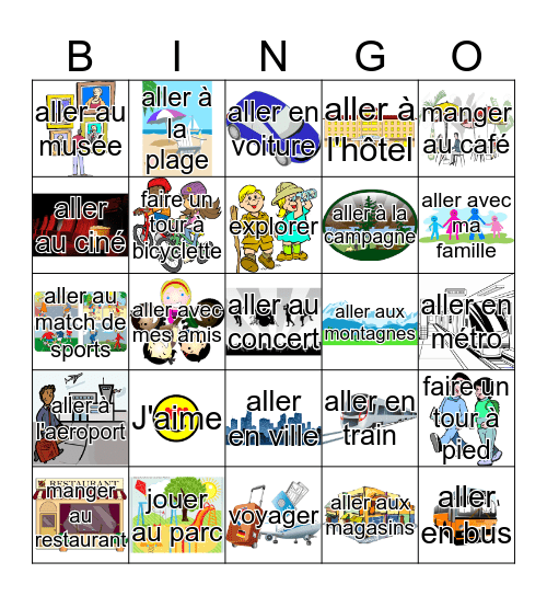 Allons-y En Vacances Bingo Card