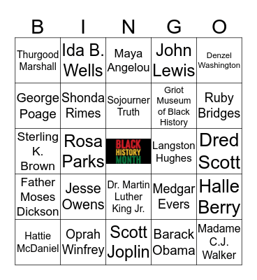 Celebrate Black History Month! Bingo Card