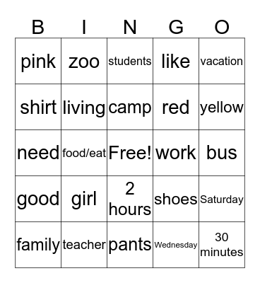 Review Bingo Card