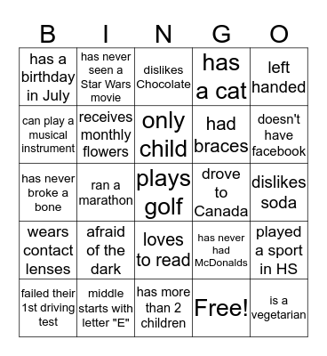 PFM BINGO Card