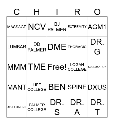 CHIRO Bingo Card