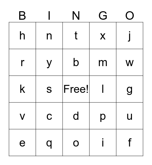 ABC BINGO Card
