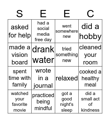 SELF CARE BINGO Card