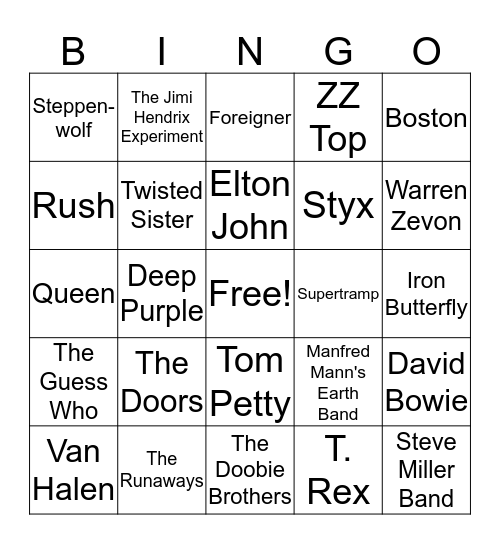 Bobbys WHO SANG IT? Bingo Card