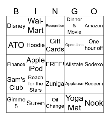 High 5 Bingo Card