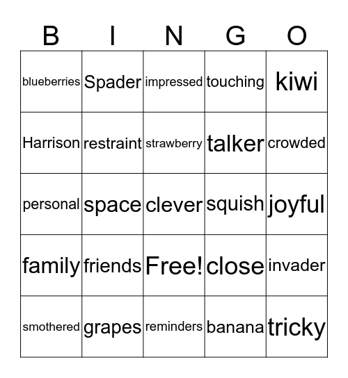 Harrison P. Spader, Space Invader Bingo Card