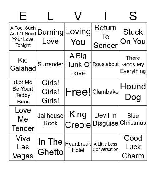 ELVIS Bingo Card