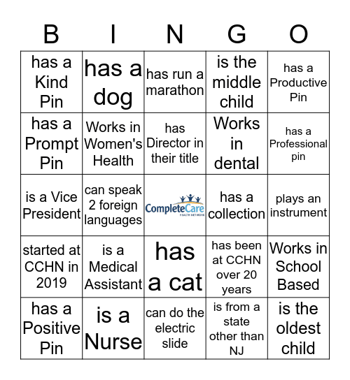 CompleteCare Bingo Card