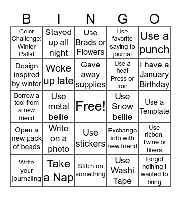Scrapbook Bingo 1-2020 Bingo Card