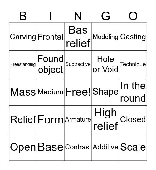 Sculpture Bingo Card