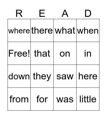 Elizabeth's Sight Words Bingo Card