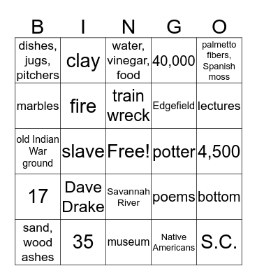 Letter O  Bingo Card