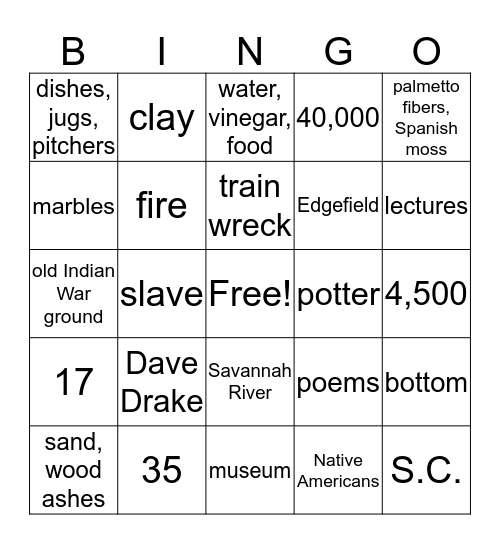 Letter O  Bingo Card