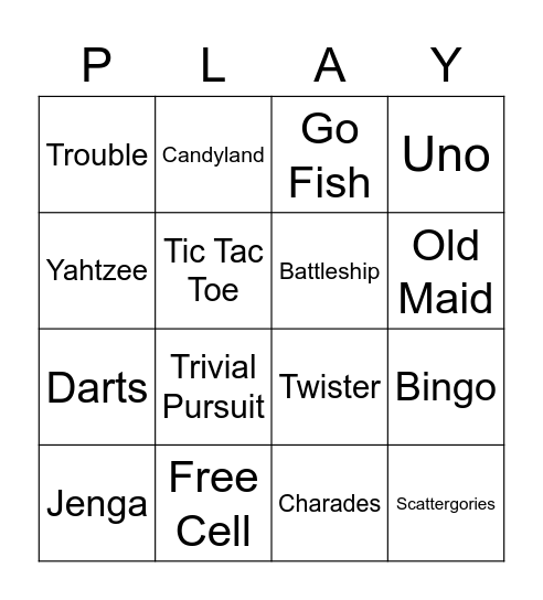 GAMES PEOPLE PLAY Bingo Card