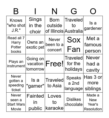 PAR-TY BINGO Card