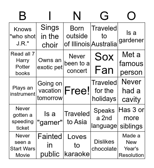 PAR-TY BINGO Card