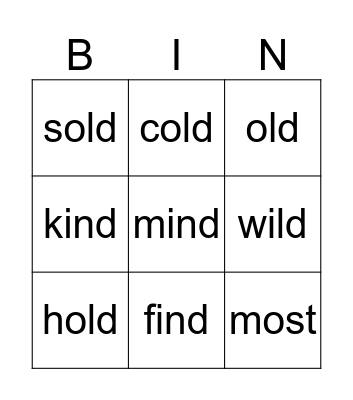 Unit 8.1 Spelling Bingo Card