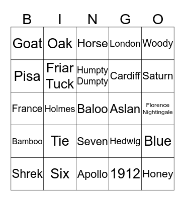 Kiana's Trivia Bingo 1 Bingo Card